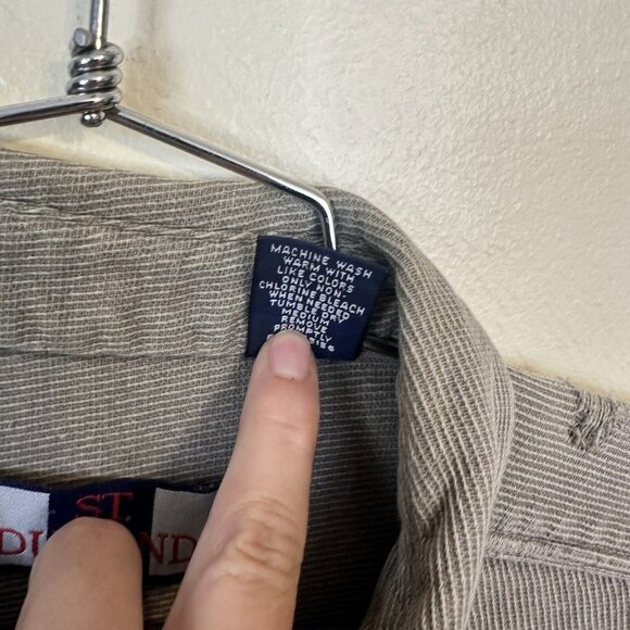 St Durant Mens Long Sleeve Button Up Shirt Grey Thick Distressed Large Cotton - Picture 8 of 9